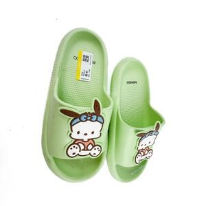 Miniso Sanrio Pochacco Lime Green Platform Slides Kawaii Sandals Womens